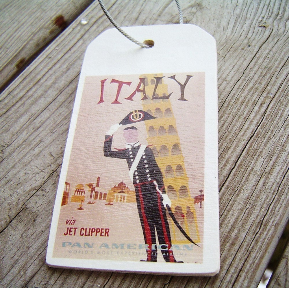 Italy Luggage Tag W/ a Stainless Steel Wire Ring