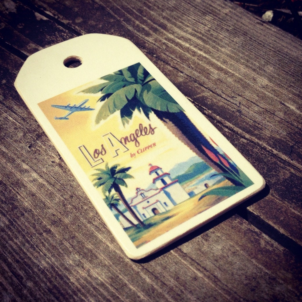 Los Angeles Luggage Tag W/ a Stainless Steel Wire Ring