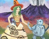 Clockwork Witch lowbrow art reproduction 5 x 7 print pop surrealism steampunk fantasy