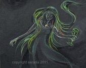 Surreal psychedelic science art, Uranium ghost woman, elements, periodic table painting geekery