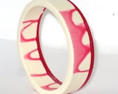 Handcrafted two toned "strawberry sundae" resin bangle
