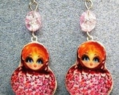 Matryoshka Dolls Polymer Clay Kitsch Dangle Earrings 30A