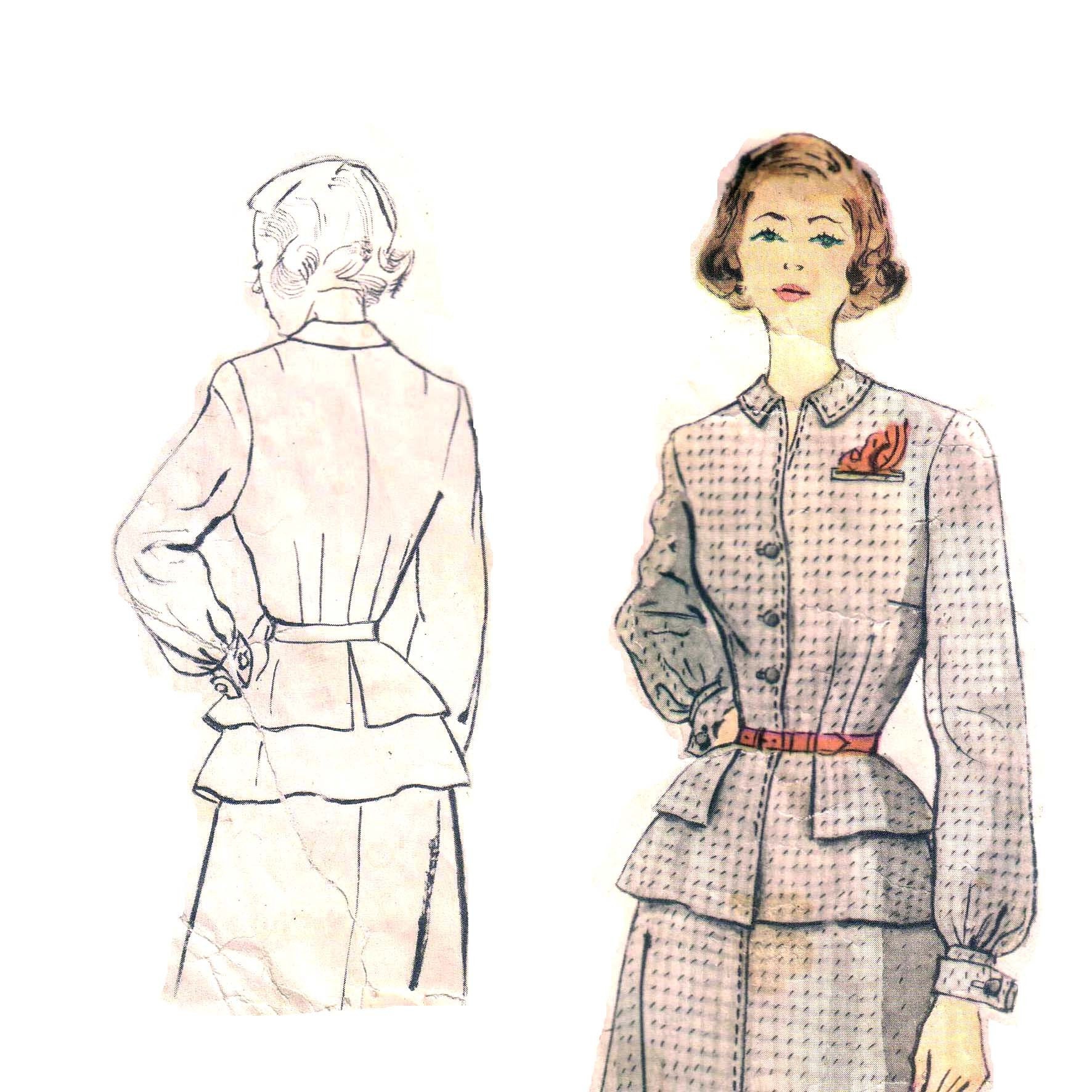 40s Suit Designer vintage pattern 30-25-33 uncut New Look
