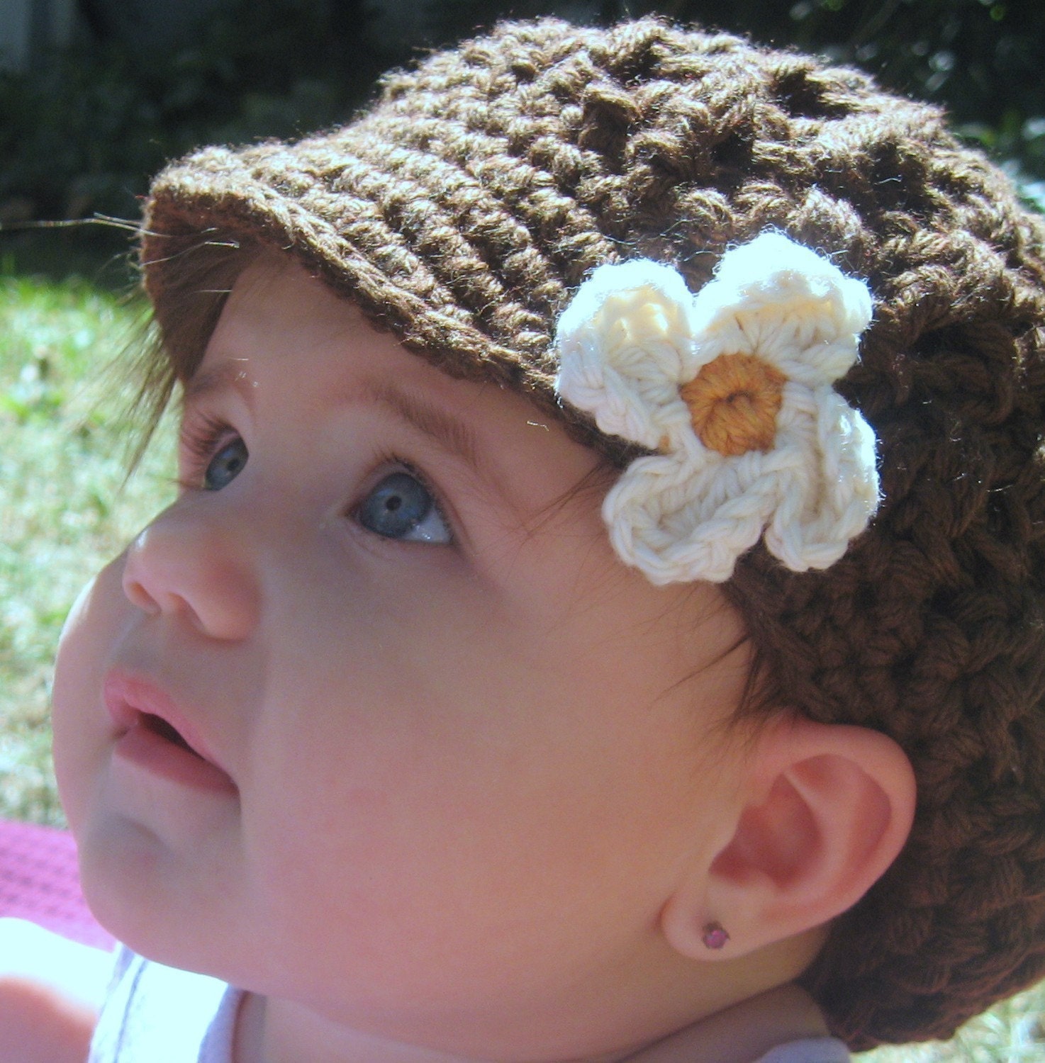 Crochet Baby Girl's Organic Cotton Newsboy Cap Sizes Newborn to 5T You Choose Colors and SIZE