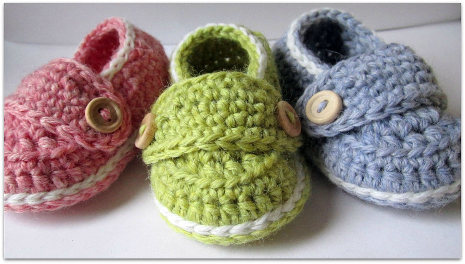 Crochet Baby Booties Wool Little Button Loafers You Choose Size and Colors Many Colors To Choose From