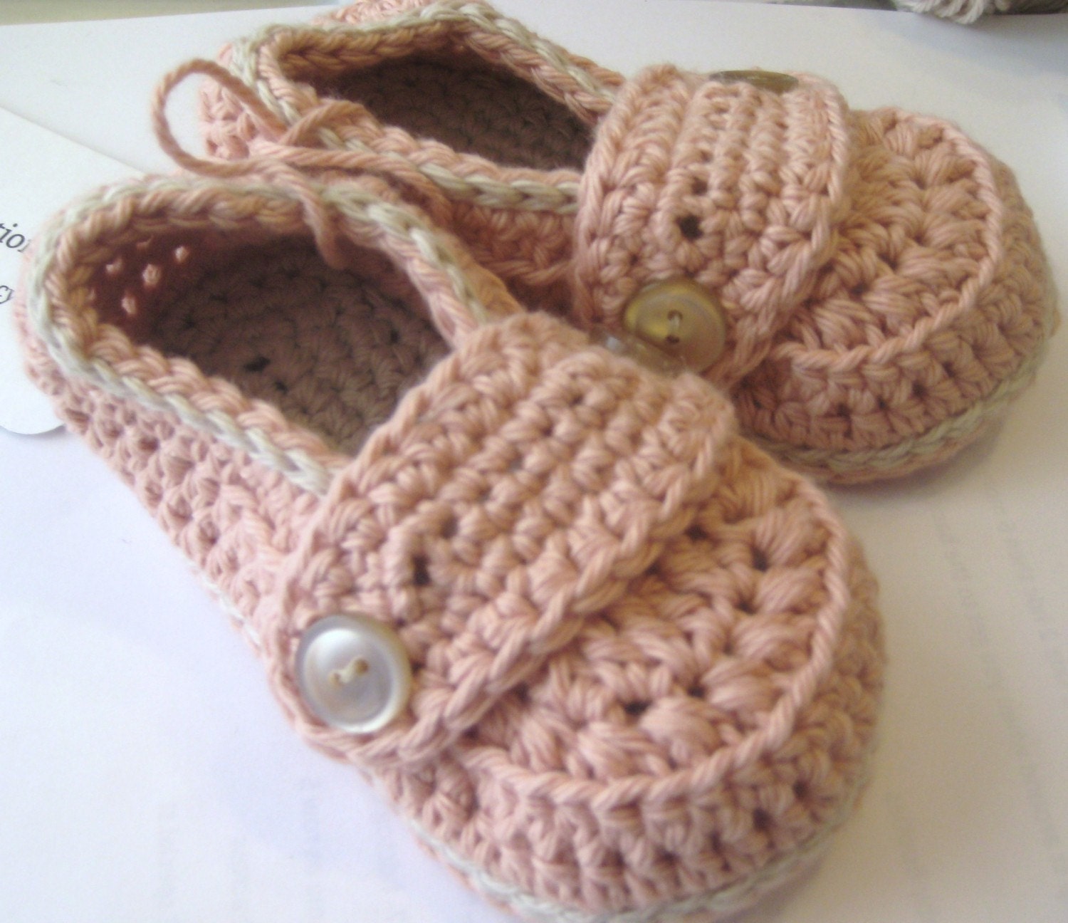 Crochet Baby Booties Organic Cotton Little Button Loafers - U PICK SIZE and colors