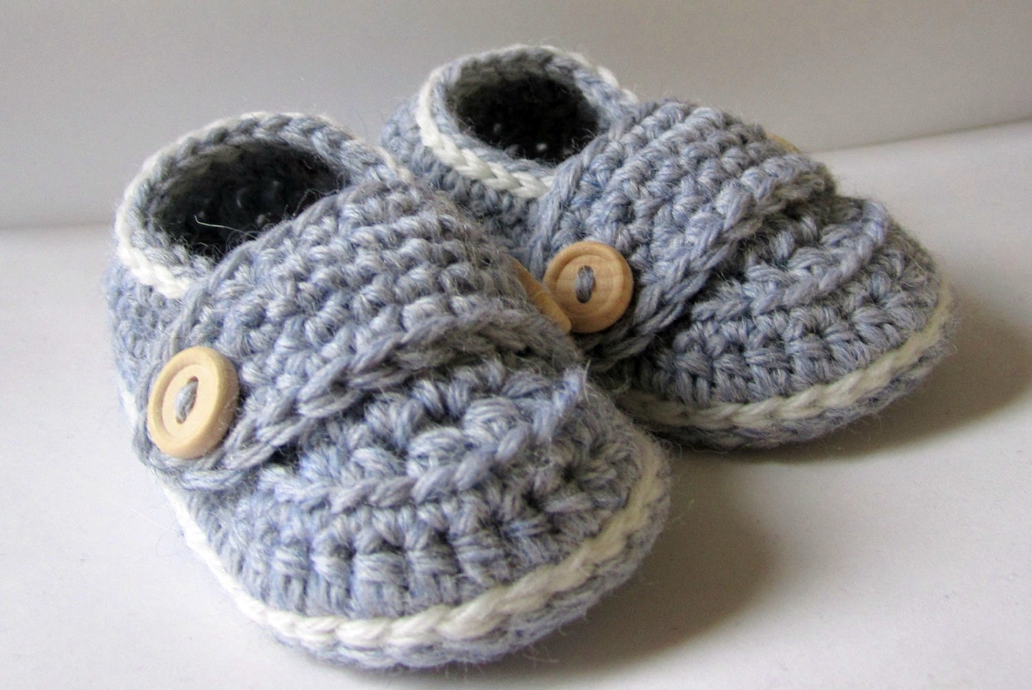 Crochet Baby Booties Wool Little Button Loafers You Choose Size and Colors Many Colors To Choose From