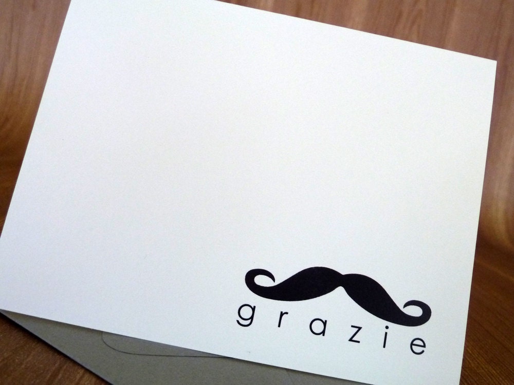 Mustache Note Set of 6 - Grazie