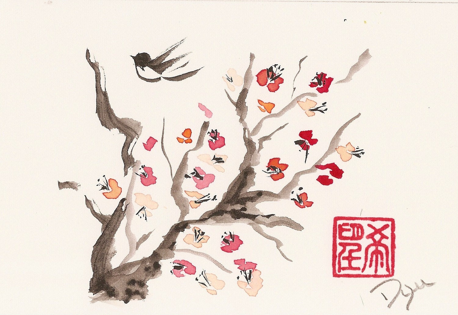 plum blossom watercolor
