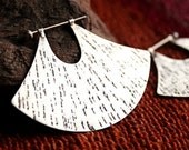 Tribal Earrings - Sterling Silver Blade Hoops - Large Textured - Oxidized