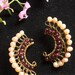 Pink Pearl and Garnet Double Fan Earrings