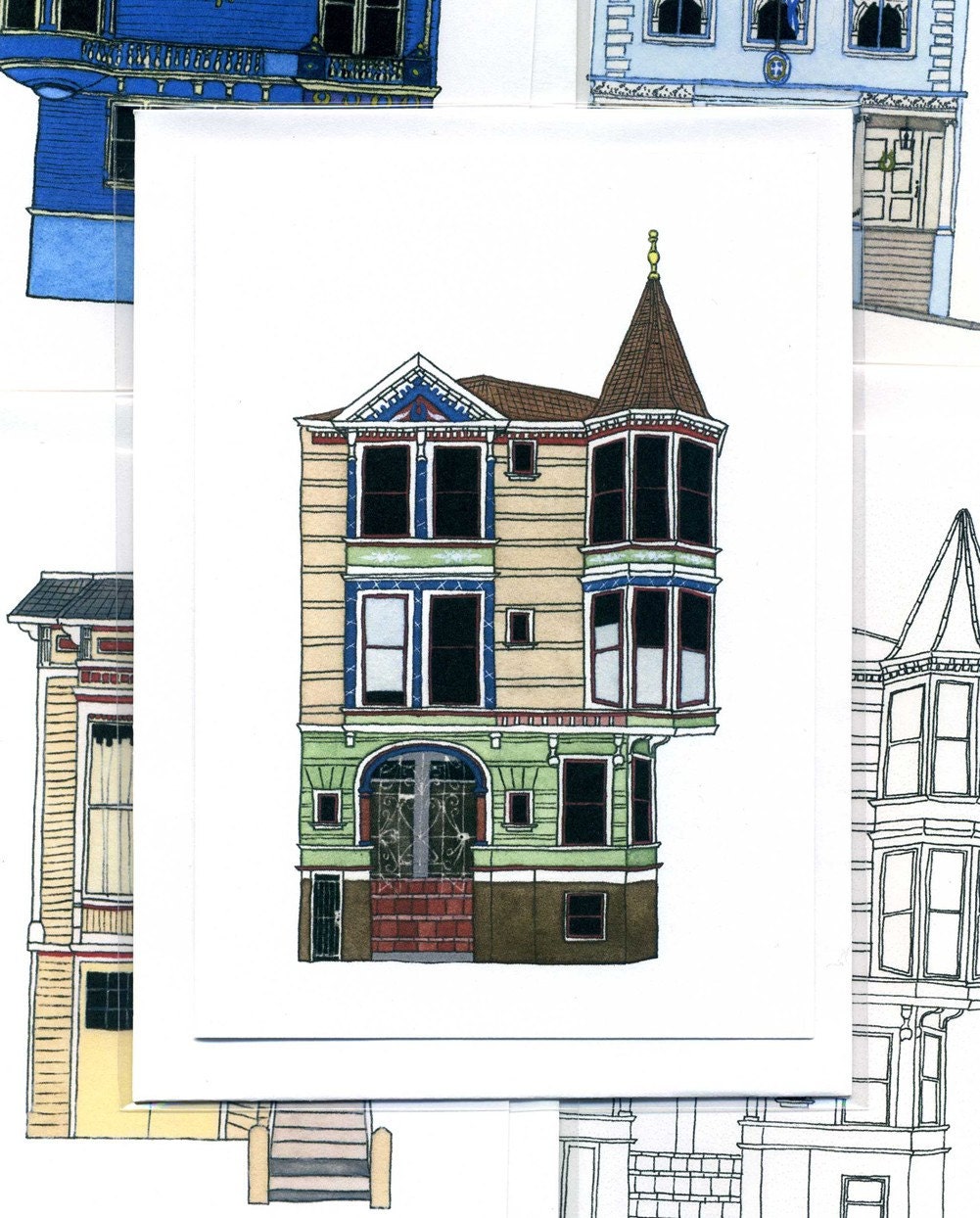 House With Turret, San Francisco - Notecard