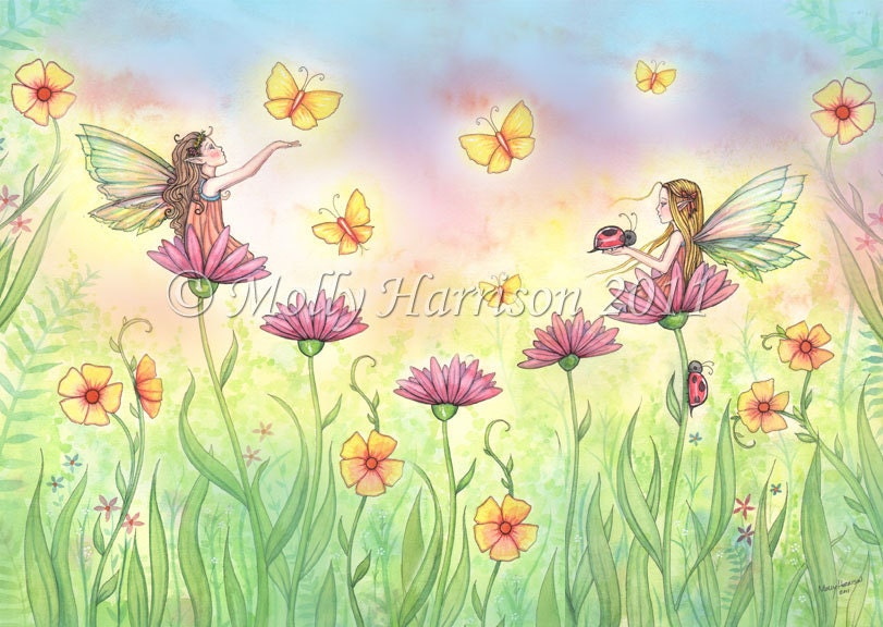 Fairy Fantasy Fine Art Giclee Print by Molly Harrison 'Sisters' 12 x 16