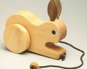 Handcrafted childrens Hopping Rabbit Pull Toy