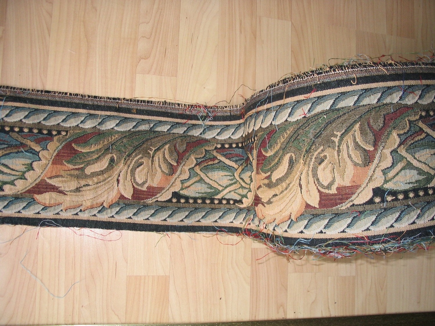 Tapestry Fabric Border Trim 7 Inch GREEN 5 by annashatsandtotes