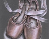 Pointe shoes - original coloured pencil drawing by Tanya Bond would make a fantastic gift for anyone who loves ballet