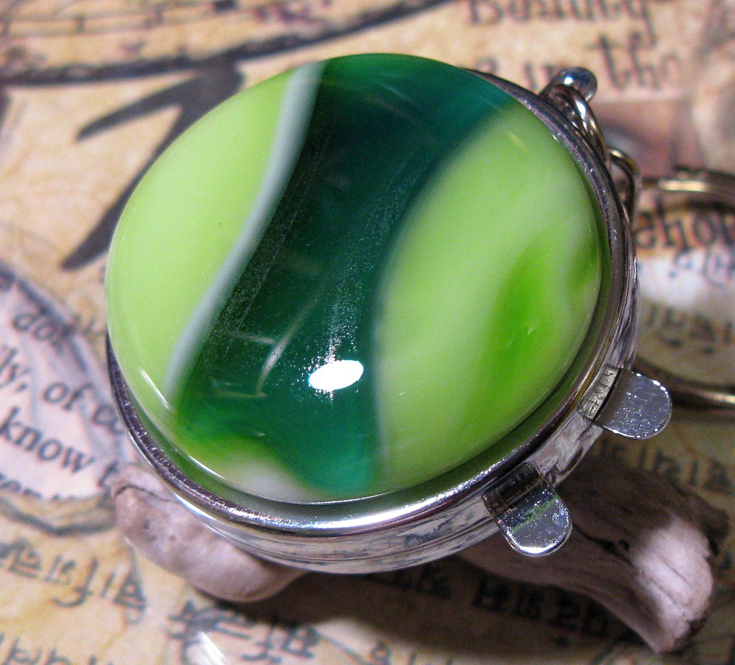 Lime Locket Keychain