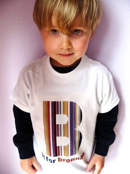 PERSONALIZED ALPHABET LETTER for BOYS - Baby Bodysuit or Toddler Tee - Available in newborn up to 6T