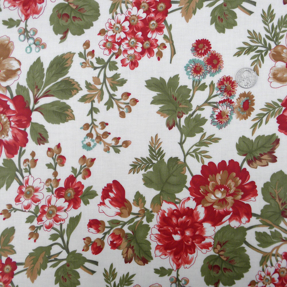 Laminated Cotton Fabric - Maison de Noel (cream) by 3 Sisters for Moda - 1 Yard