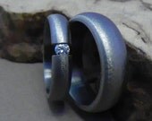Titanium Rings- Moissanite Wedding Band Set