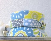 Cloche Hat, Womens Hat -  Blue and Yellow Floral Cotton - Hello My Sunshine