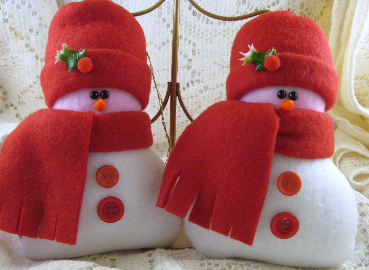 FLURRIES Snowmen in Red Set of 2