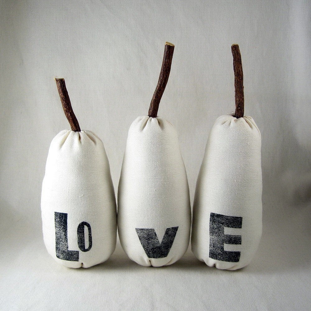 The Love Pears, white plush home and wedding decor