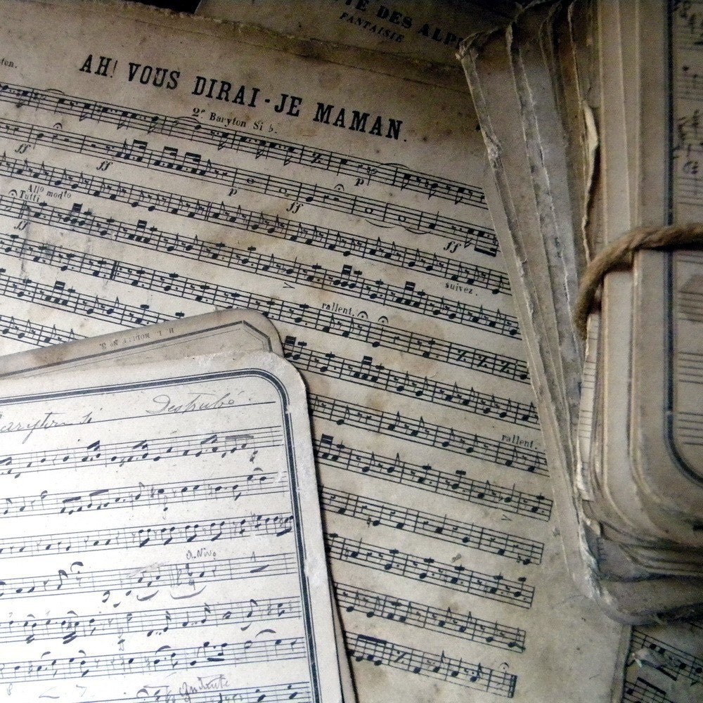 RESERVED Vintage French sheet music, lot of 5