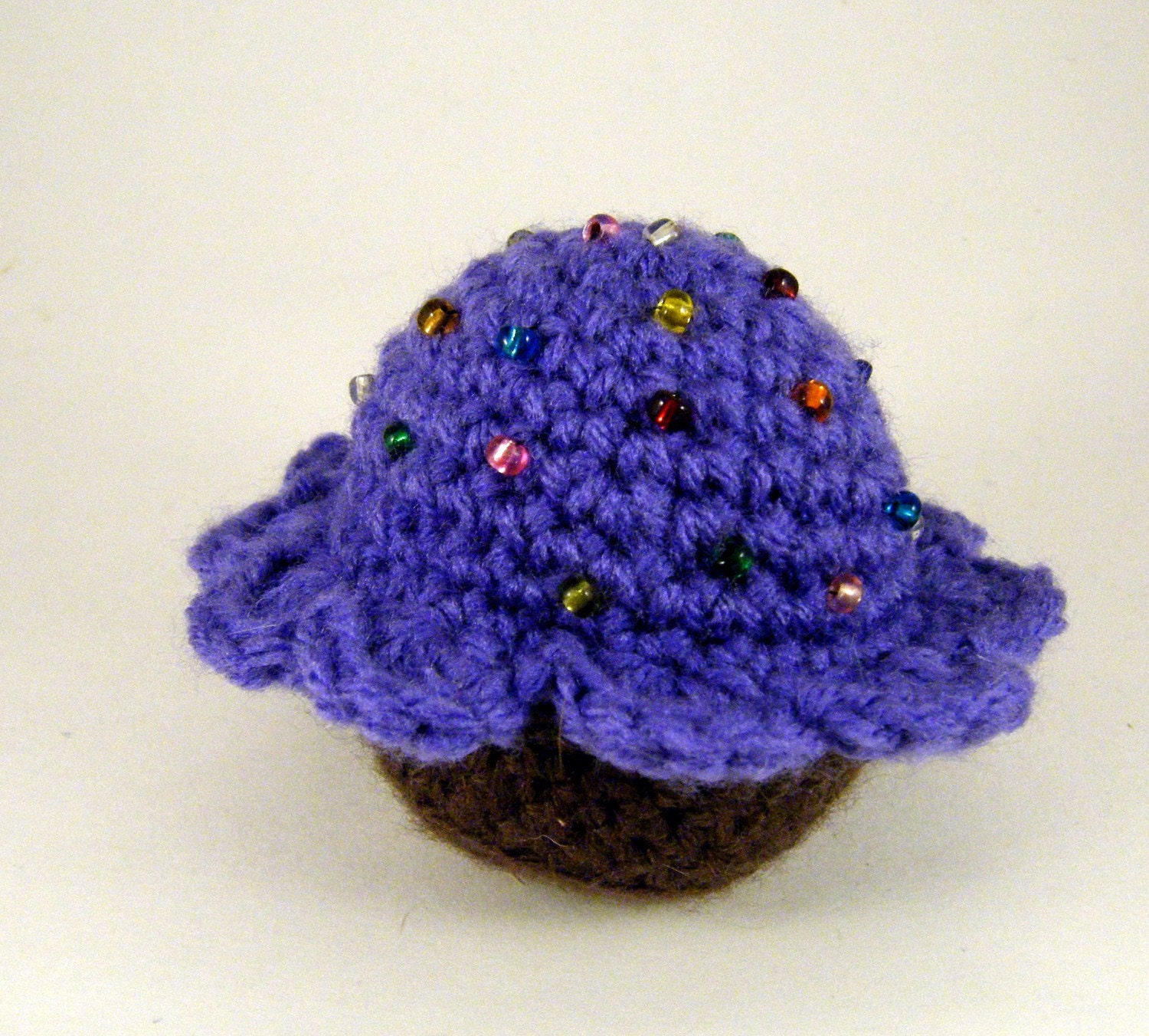Medium Crochet Cupcake with Shiny Sprinkles
