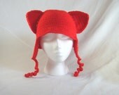 Red Fox Crochet Ear Flap Hat