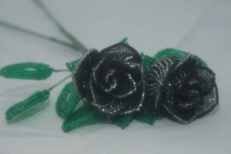 Gothic Beaded Black Roses