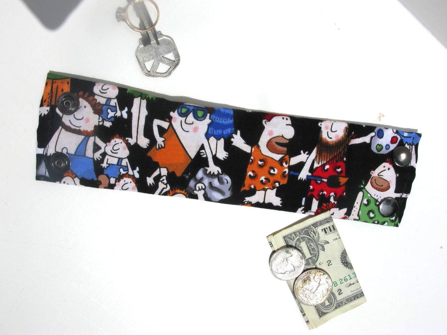 Money Wrist Cuff - Secret Stash- Cavemen- hide your cash, jewels, house key etc in a hidden inside zipper