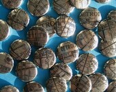 Metallic Detroit Map Buttons - Set of Three