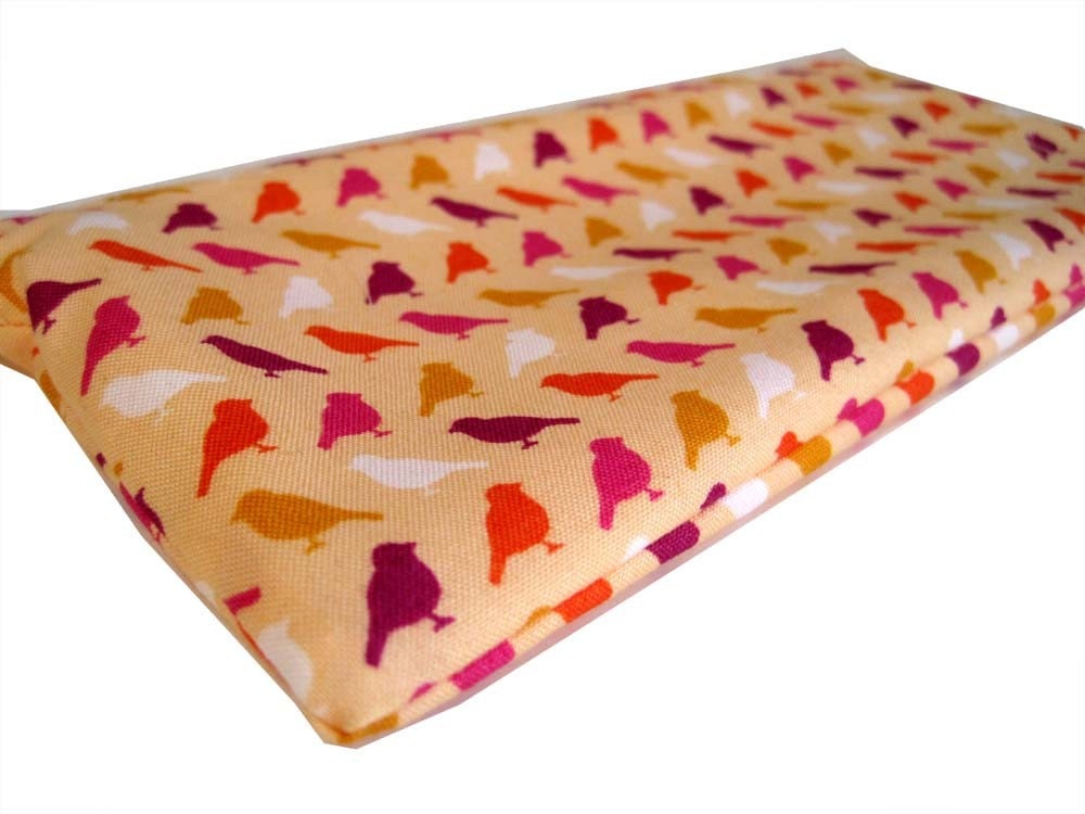 zipper pouch - peach birds