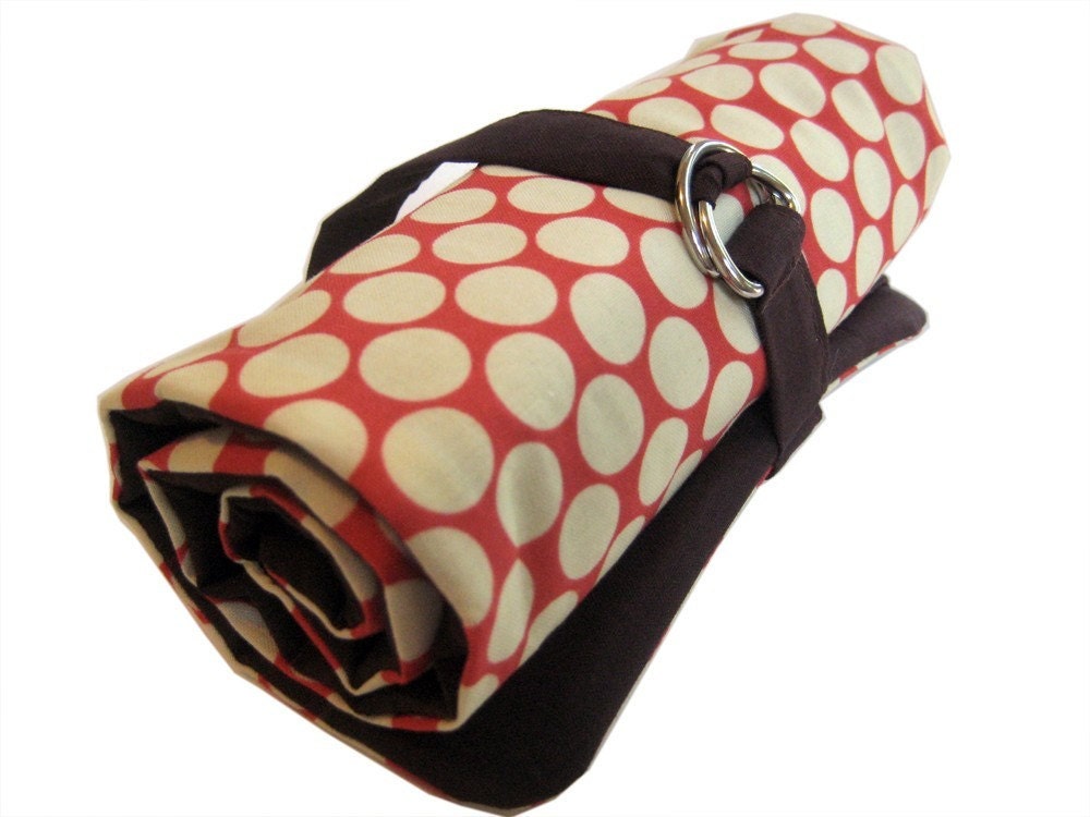 crochet hook organizer - red with white dots