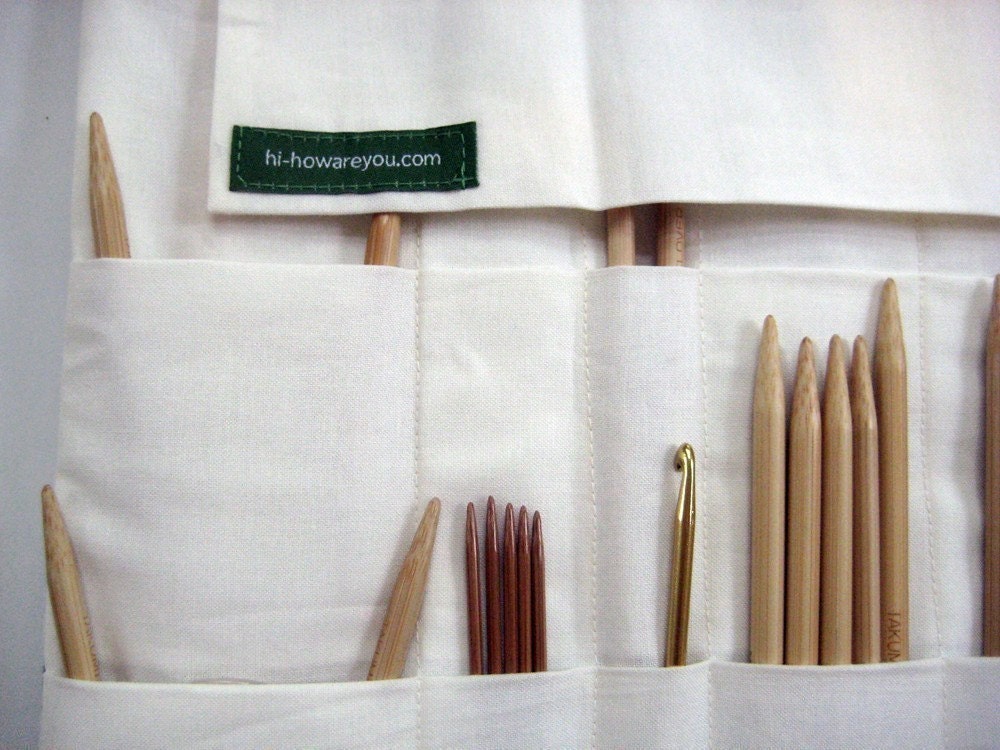 multi purpose knitting needle organizer - peach birds