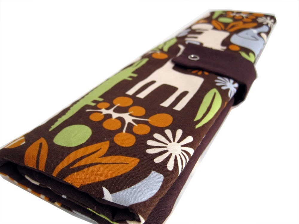 straight knitting needle organizer - zoo animals