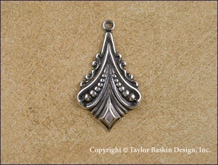 Antiqued Sterling Silver Plated Art Deco Earring or Pendant Component (item 1305 AS) - 6 Pieces