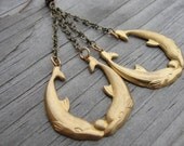 Brass Dolphins Chain Earrings