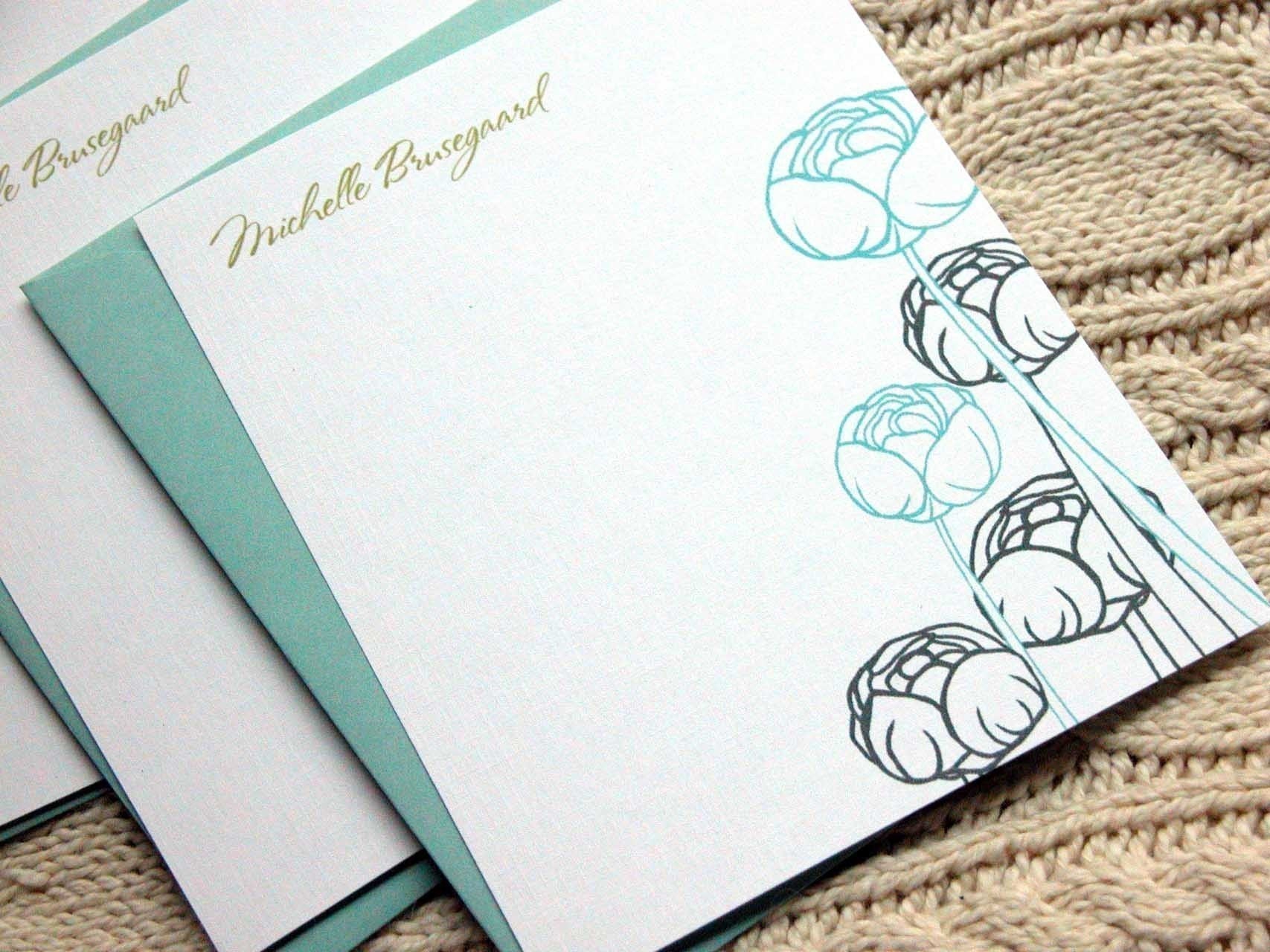 Personalized Peony Notes Boxed Set of 8