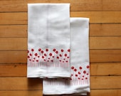 Set of Two Screen-printed Dish Towels with Red Poppies