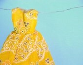 Barbie Dress on a Clothesline-Yellow and Aqua-Signed Digital Print
