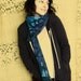 Screen Printed Jersey Scarf in Forest Green with Lavendar and Turquoise Triangle Print