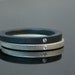 White Diamond Stacking Rings - Wedding Band Set - Matte and Oxidized Black - Engagement Rings - Pair of Two