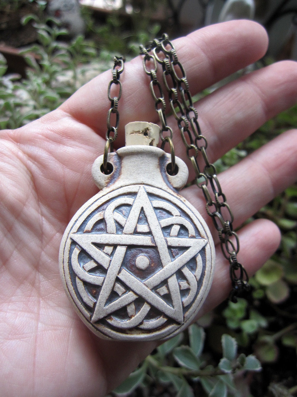 PAGAN PENTACLE Oil Bottle Necklace