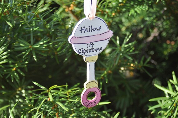 Baby's First Christmas Rattle Ornament 2010 by KiddliwinkKreations