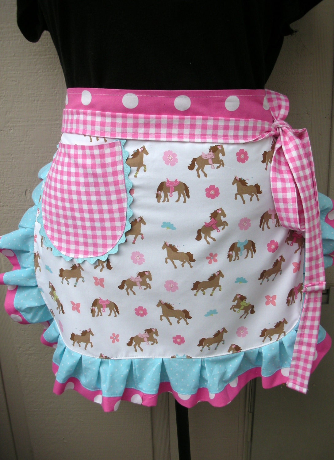 Apron - Womens Half Apron - Horse Apron - A Girl and Her Horse - Apron - Western Apron
