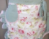 Aprons - Half Aprons - Shabby Chic Apron - Roses and Pink Dots Handmade Apron - Chic and Shabby Apron