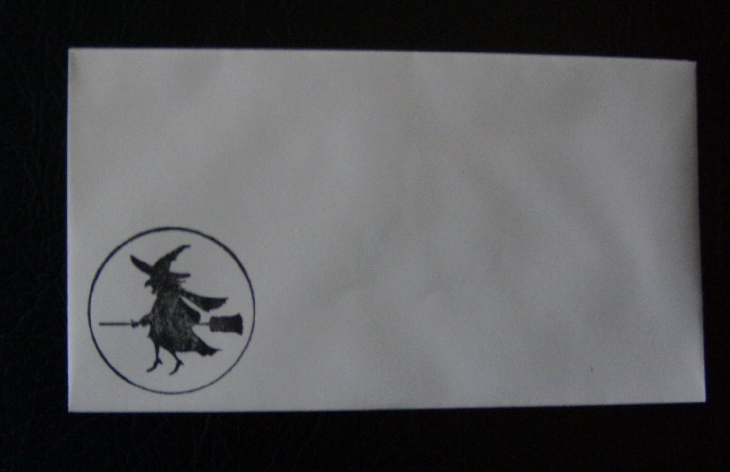 Envelopes Stamped Witch on Broom Halloween Fall Set of 10  - 3x5