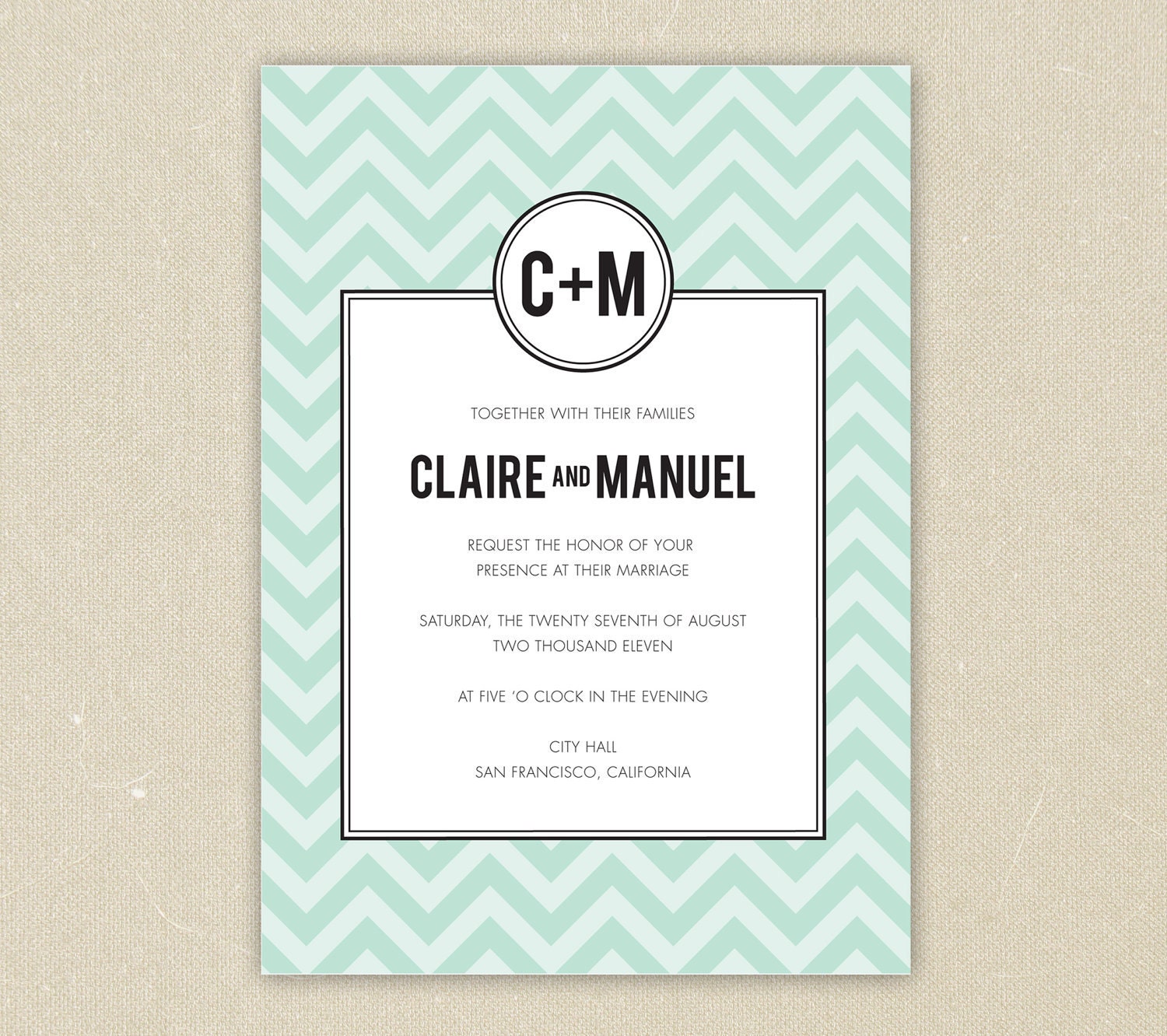 Wedding Invitations: Classic Chevron Wedding Collection